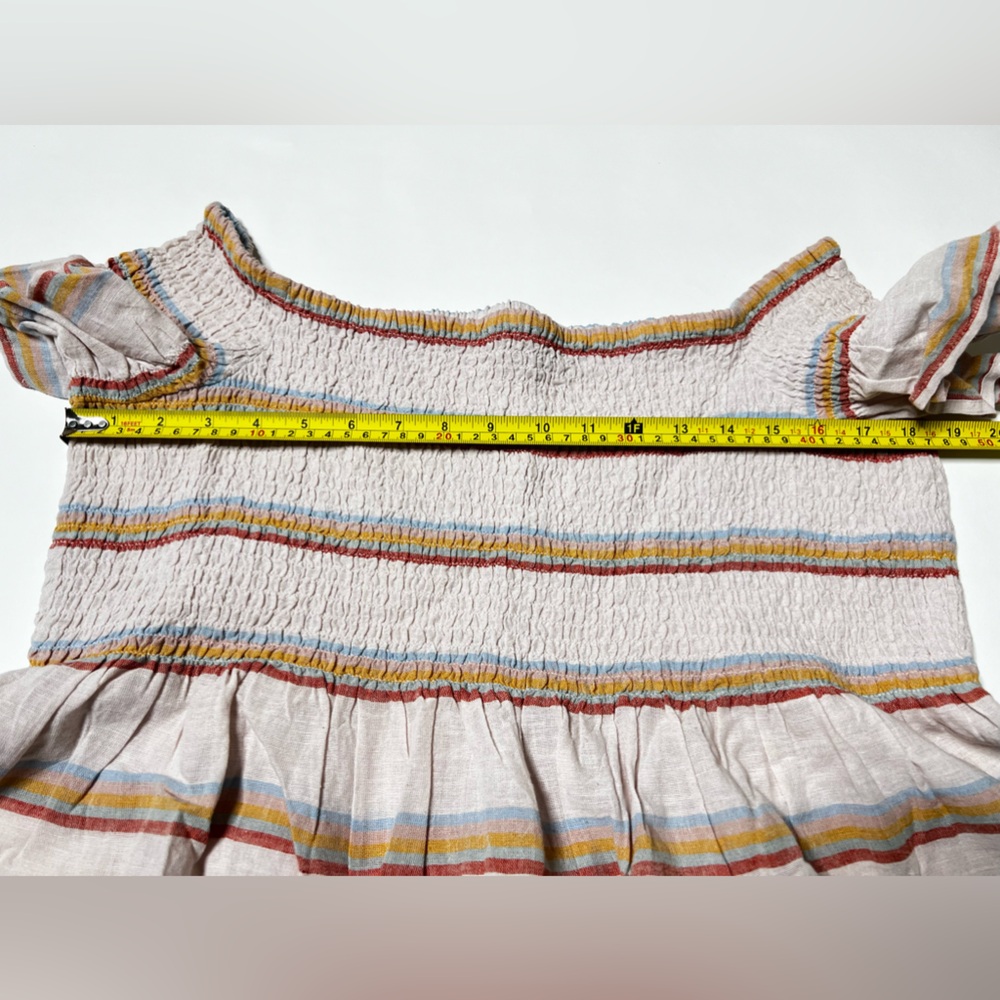 Smocked Crop Top Peplum Cropped Fitted Shirt Pastel Stripes Summer Casual Beach - Picture 14 of 17